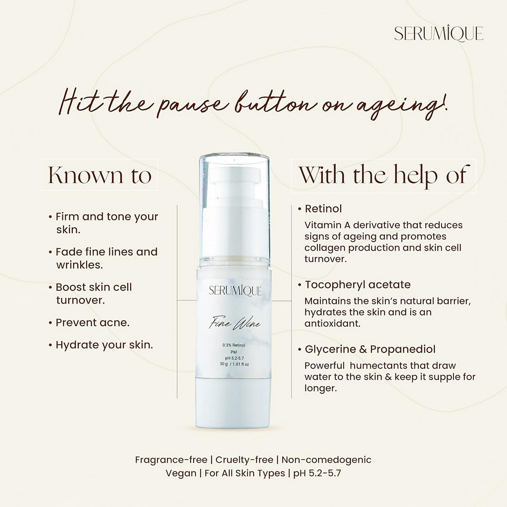 Serumique Retinol Night Face Serum for Anti-Ageing | Grocsy