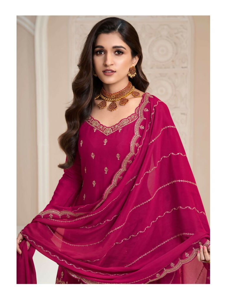 Vastranavya Exquisite Pink Heavy Chinon with Embroidered & Sequins Work Salwar Suits | Grocsy