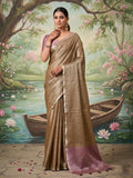 Shree Shyam Fashion Brown Tissue Silk Saree | Grocsy