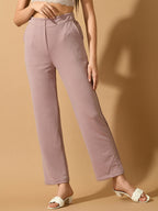 Myshka Women's Lavender Straight Fit Party Trouser | Grocsy