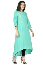 Joban Fashion Sea Green Cotton Rayon Kurta Set | Grocsy
