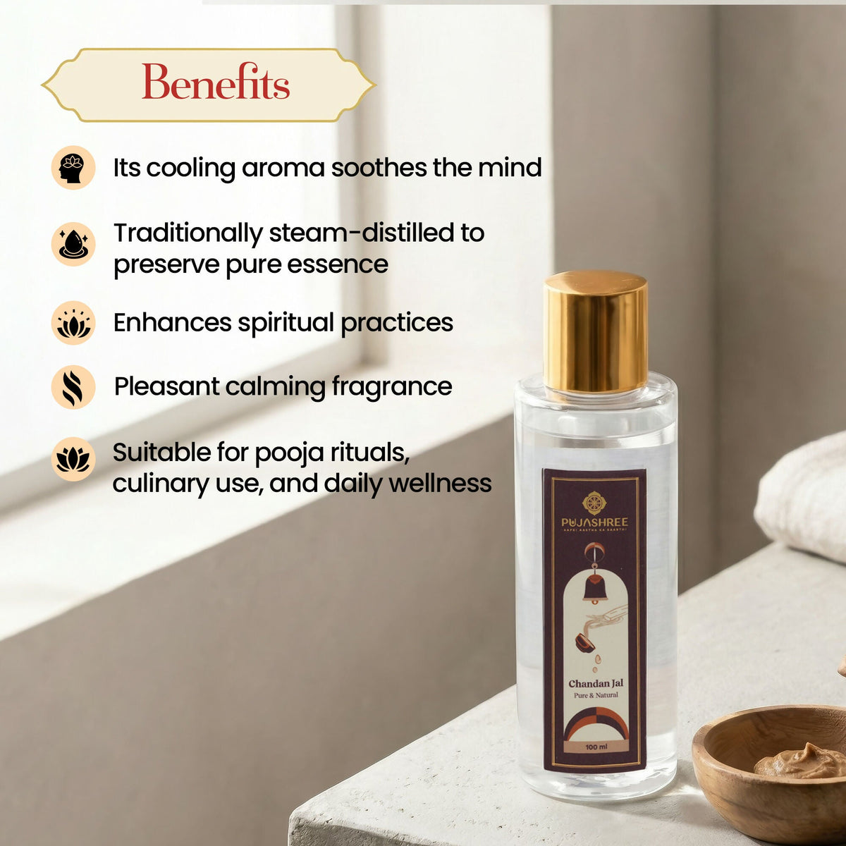Pujashree Chandan Jal Natural Sandalwood Water Face Toner | Grocsy