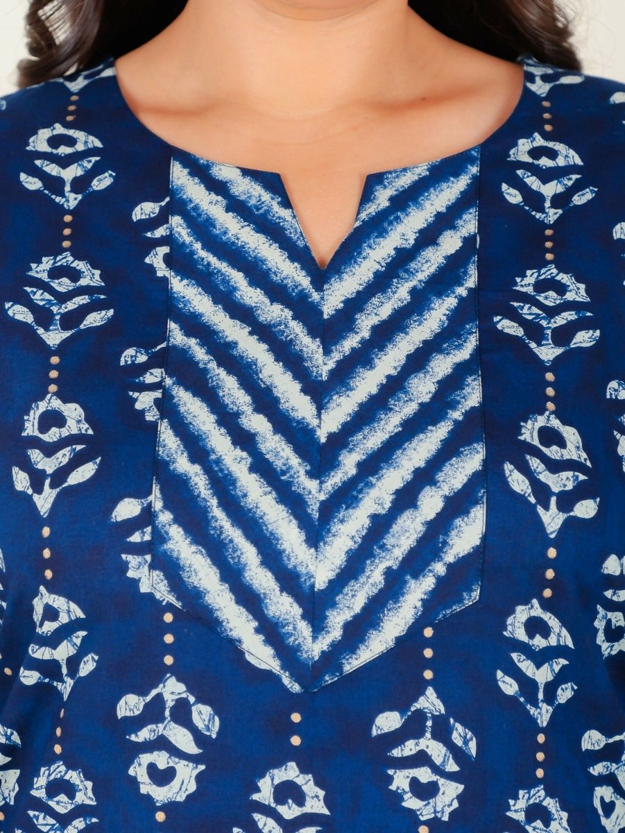 Aramya Blue Soft Cotton Floral Straight Kurta for Women | Grocsy