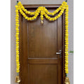 Tied Ribbons Yellow Hanging Marigold Garland Toran | Grocsy