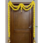Tied Ribbons Yellow Hanging Marigold Garland Toran | Grocsy