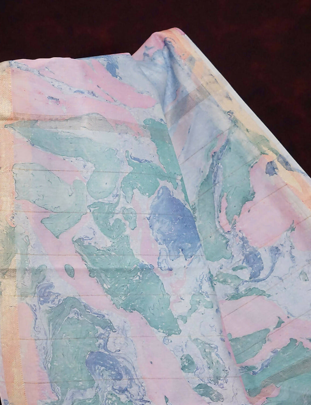 Shades Of Baby Pink And Sea Blue Printed Chanderi Saree For Regular/Office Wear By Gayathri Reddy Designer Studio | Grocsy