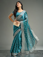kasee Floral Embroidered Silk Blend Saree | Grocsy