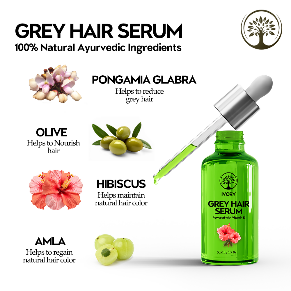 Ivory Natural Grey Hair Serum - Restore Natural Hair Color | Grocsy