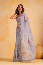 Vamsee Riva Grey Georgette Saree | Grocsy