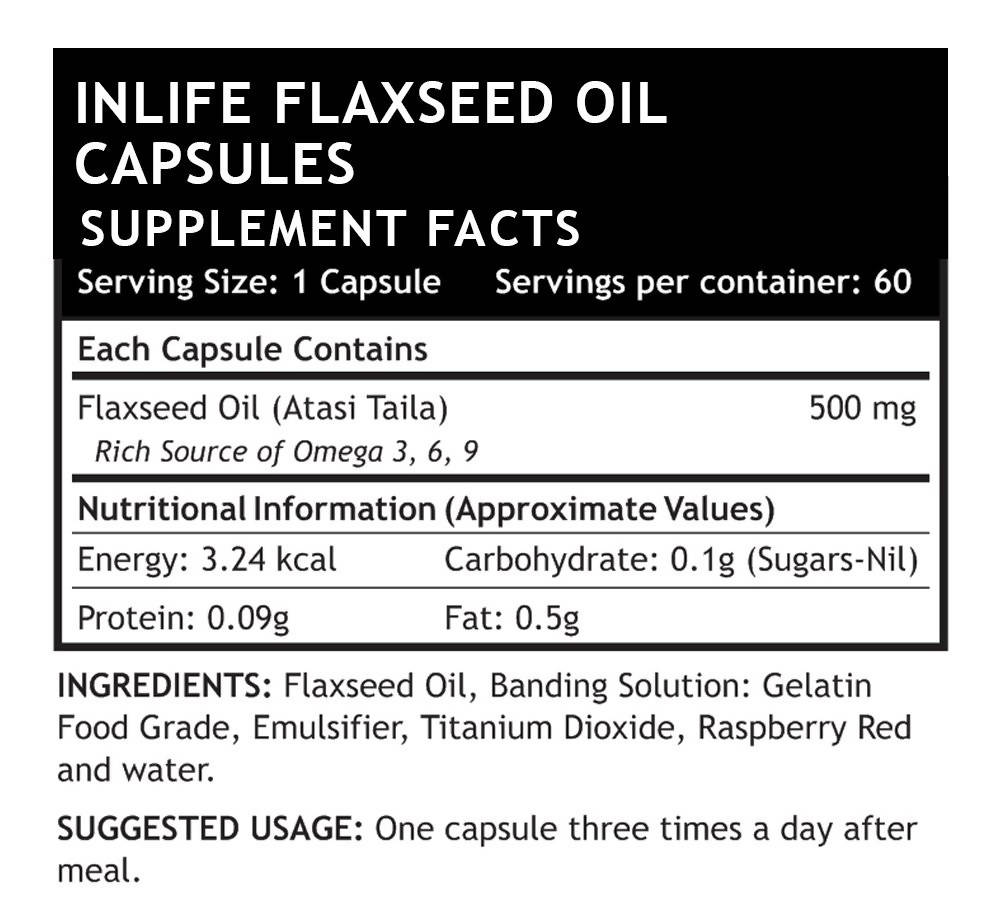 Inlife Flaxseed Oil Capsules With Gelatin | Grocsy