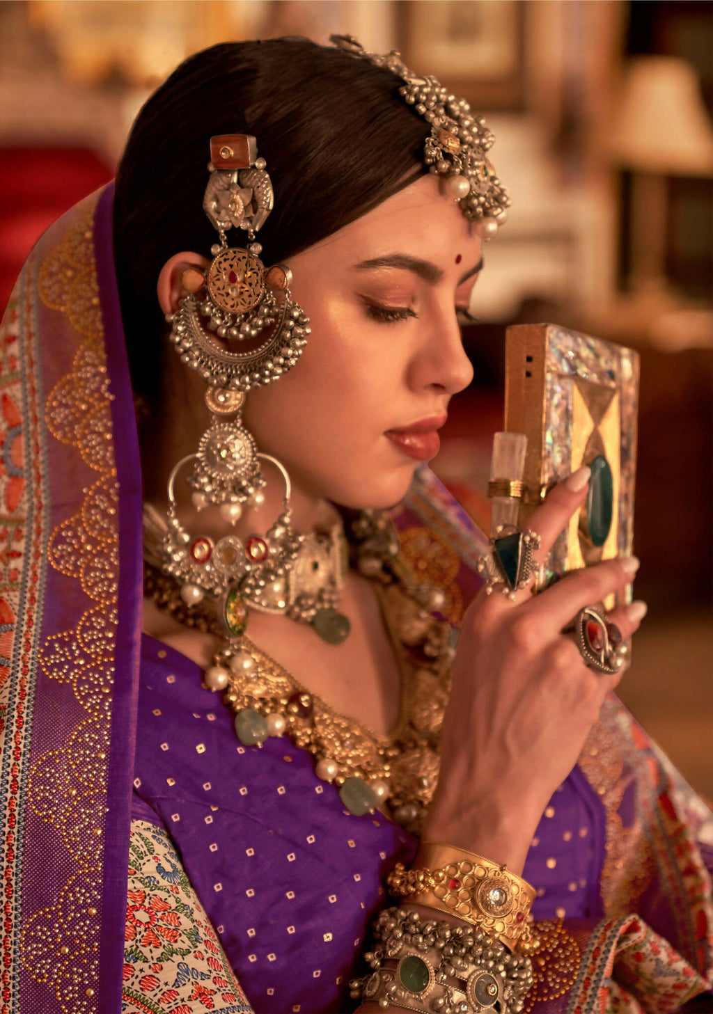 Purple P V Silk Digital Print, Zari Work Printed Saree - Rewaa Parampara | Grocsy