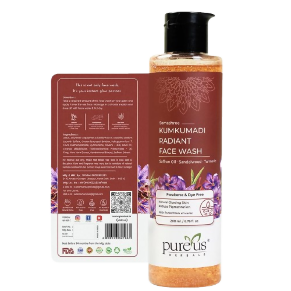 Pureus Herbals Somashree Kumkumadi Radiant Face Wash | Grocsy