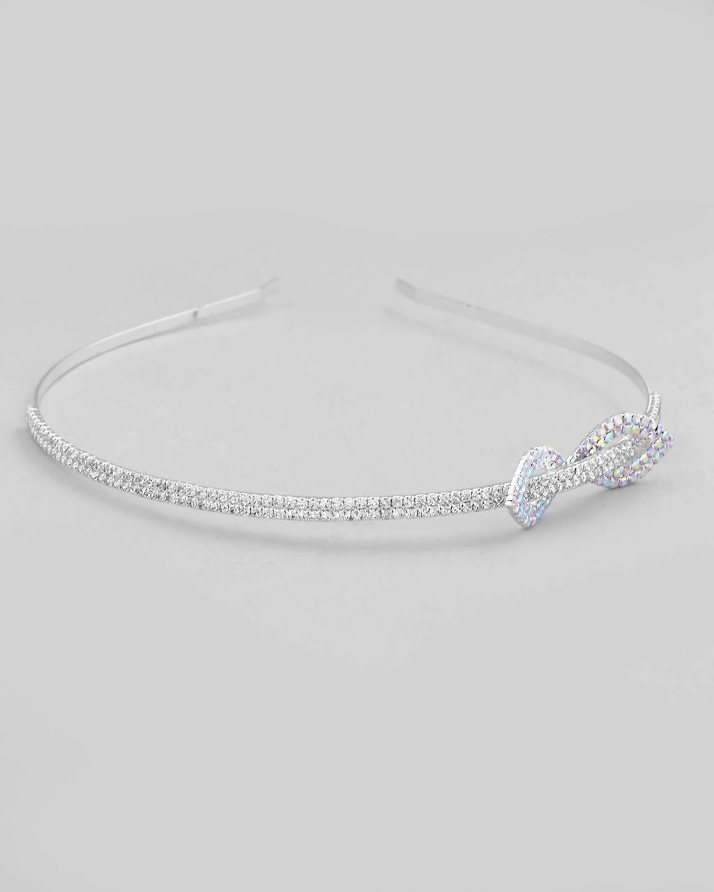 VOJ Silver Plated Bow Shaped AD studded Hairband | Grocsy