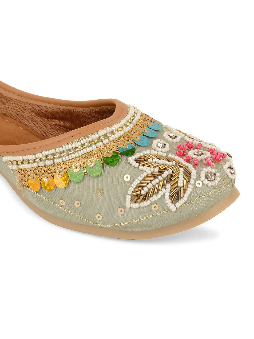 Desi Colour Women Indian Ethnic Footwear-Grey MultiColour | Grocsy