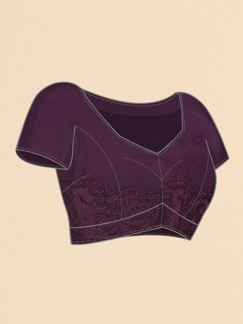 Purple Georgette Embroidered and Stone Work Saree with Unstitched Blouse Piece - Roozal | Grocsy