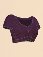 Purple Georgette Embroidered and Stone Work Saree with Unstitched Blouse Piece - Roozal | Grocsy