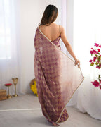 NC Chiffon Chex Wevon Chex Designer, Lace Party Wear Saree - Purple | Grocsy