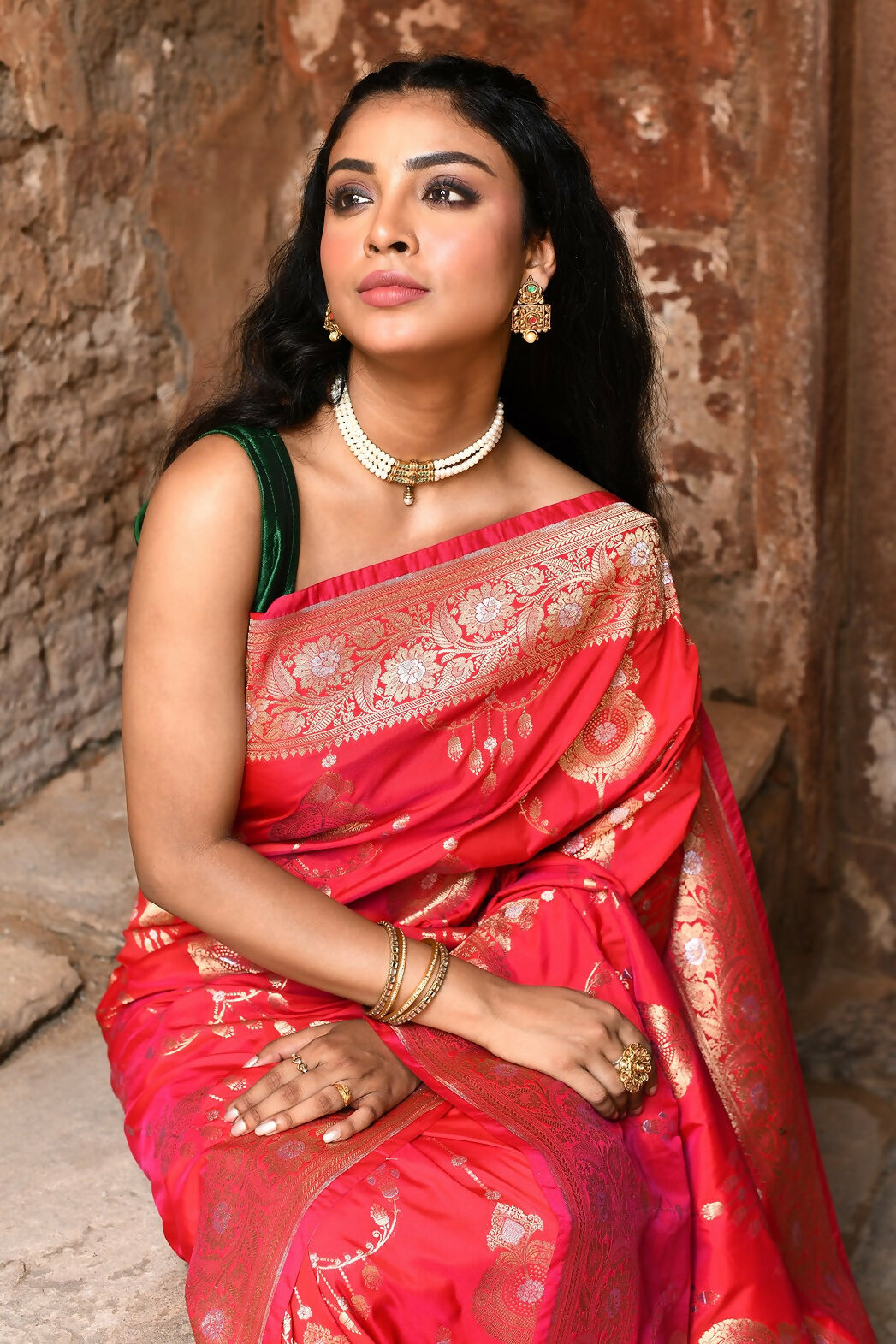 Joban Fashion Red Soft Pure Handloom Banarasi Silk Saree | Grocsy
