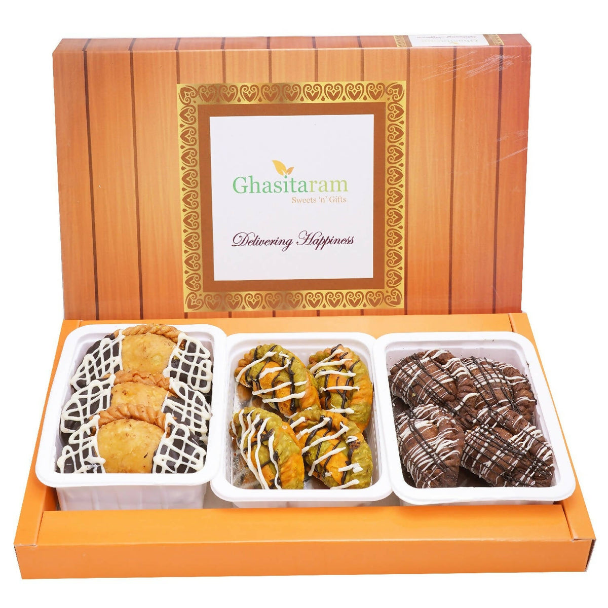 Ghasitaram Assorted Box of Chocolate Gujiyas (Chocolate, Choco dipped, Designer) | Grocsy