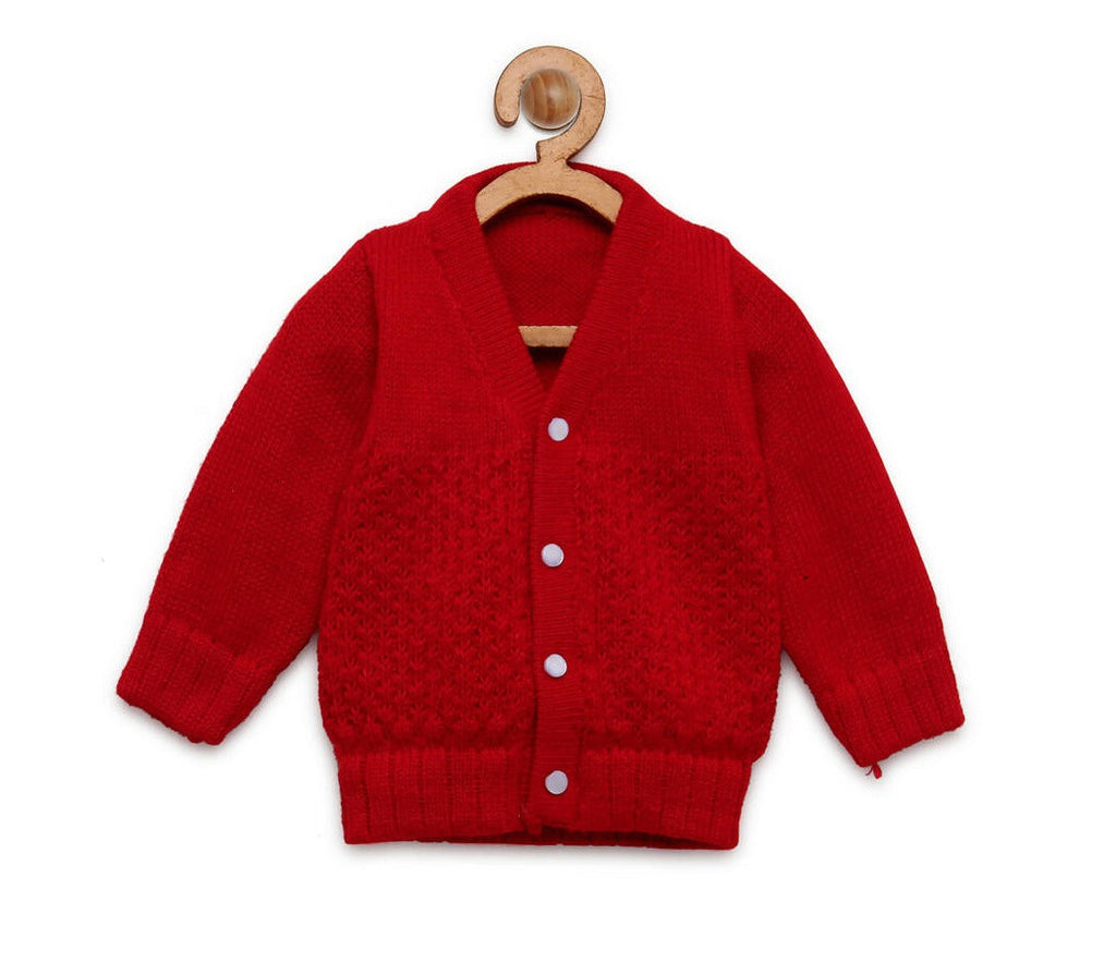 Chutput Kids Cute Red Coloured Solid Pullover Sweater | Grocsy