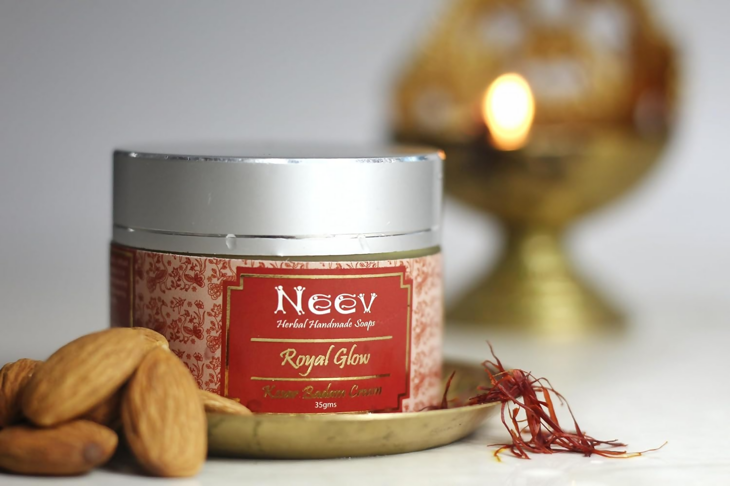 Neev Herbal Handmade Soaps Royal Glow Kesar Badam Cream | Grocsy
