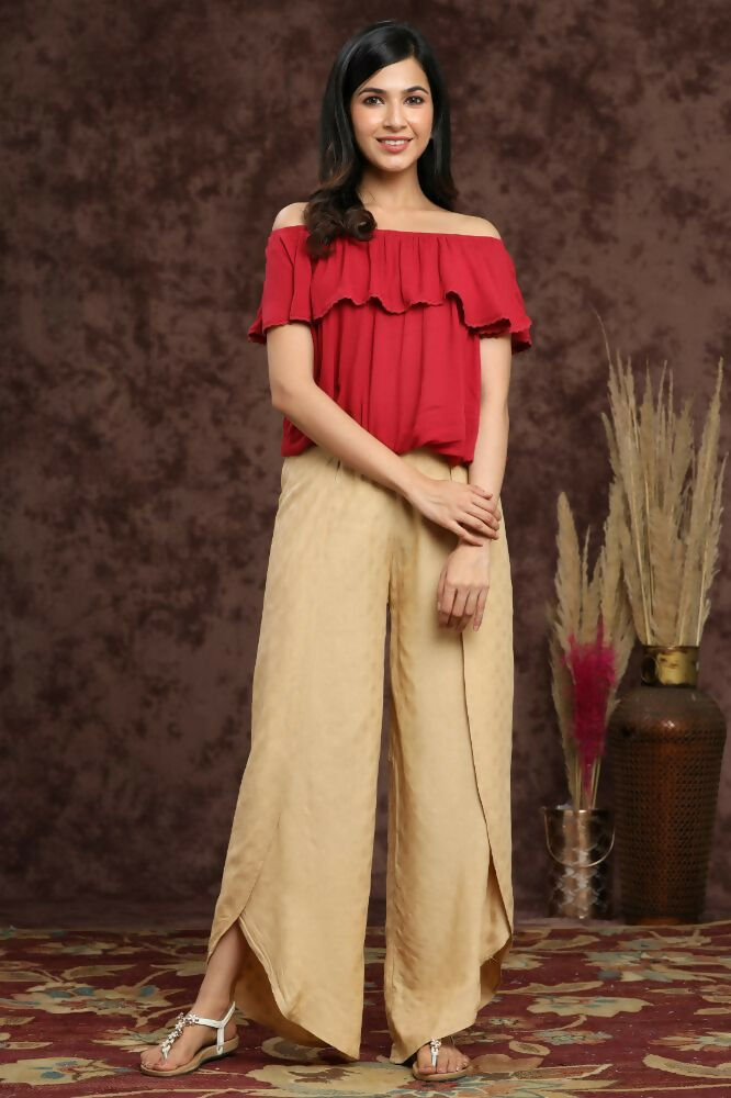 Juniper Gold Ethnic Motif Printed Rayon Tulip Pants | Grocsy