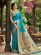 Shree Shyam Fashion Sky Blue Soft Silk Saree | Grocsy