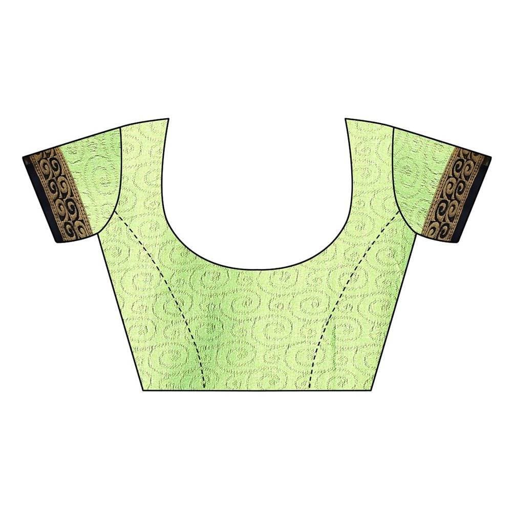 Vamika Banarasi Jacquard Weaving Green Saree (DHONI GREEN) | Grocsy