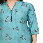 Lagi Women's Turquoise Blue Printed Straight Kurta & Pant (MC41A) | Grocsy