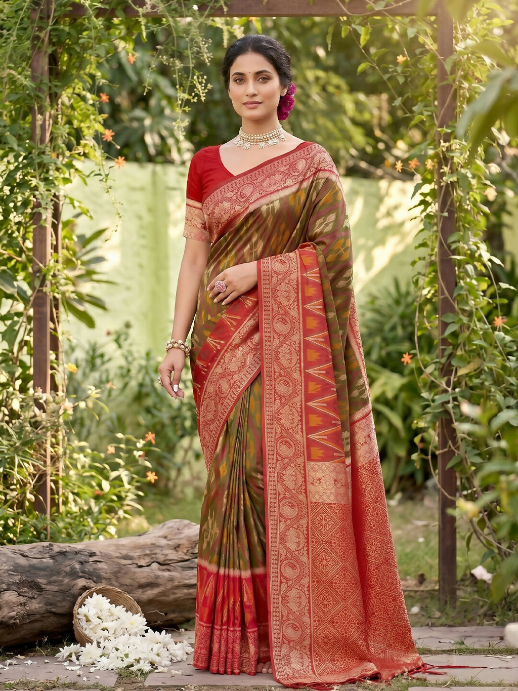 Shree Shyam Fashion Mehndi Soft Silk Saree | Grocsy