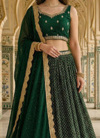 Lehenga Mart Green Premium Faux Georgette Designer Bollywood Style Wedding Wear Lehenga Choli | Grocsy
