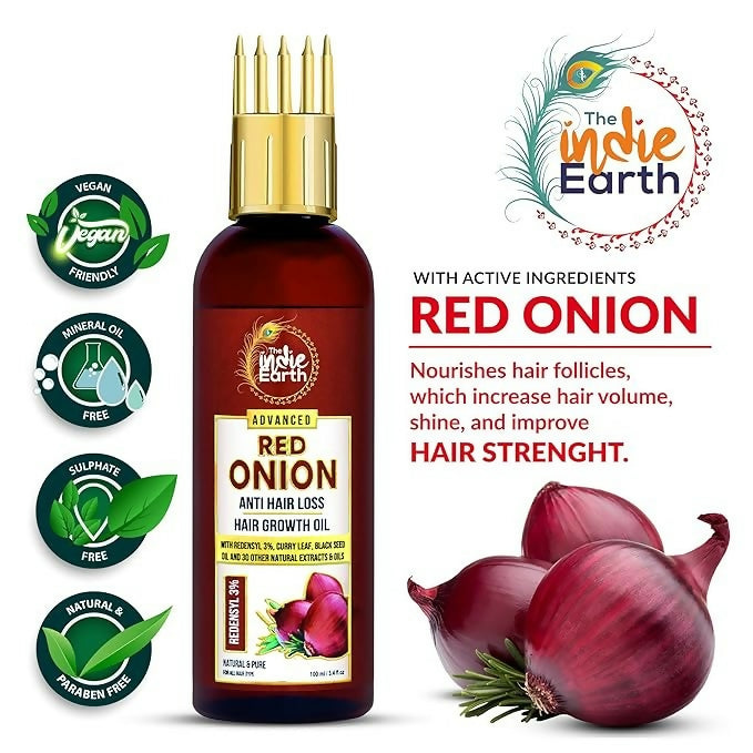 The Indie Earth Advanced 3% Redensyl Red Onion Anti Hair Loss & Hair Growth Oil | Grocsy