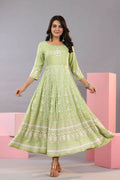Juniper Women Green Rayon Staple Printed Maxi Dress | Grocsy
