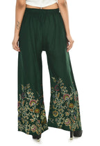 Mominos Fashion Moeza Reyon Cotton Bottle Green Floral Palazzo | Grocsy
