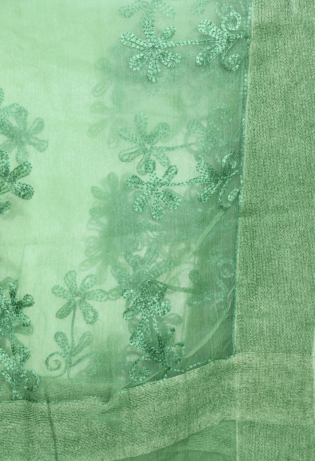 Mominos Fashion Moeza Orgenza Pista Green Chikan Work Dupatta | Grocsy