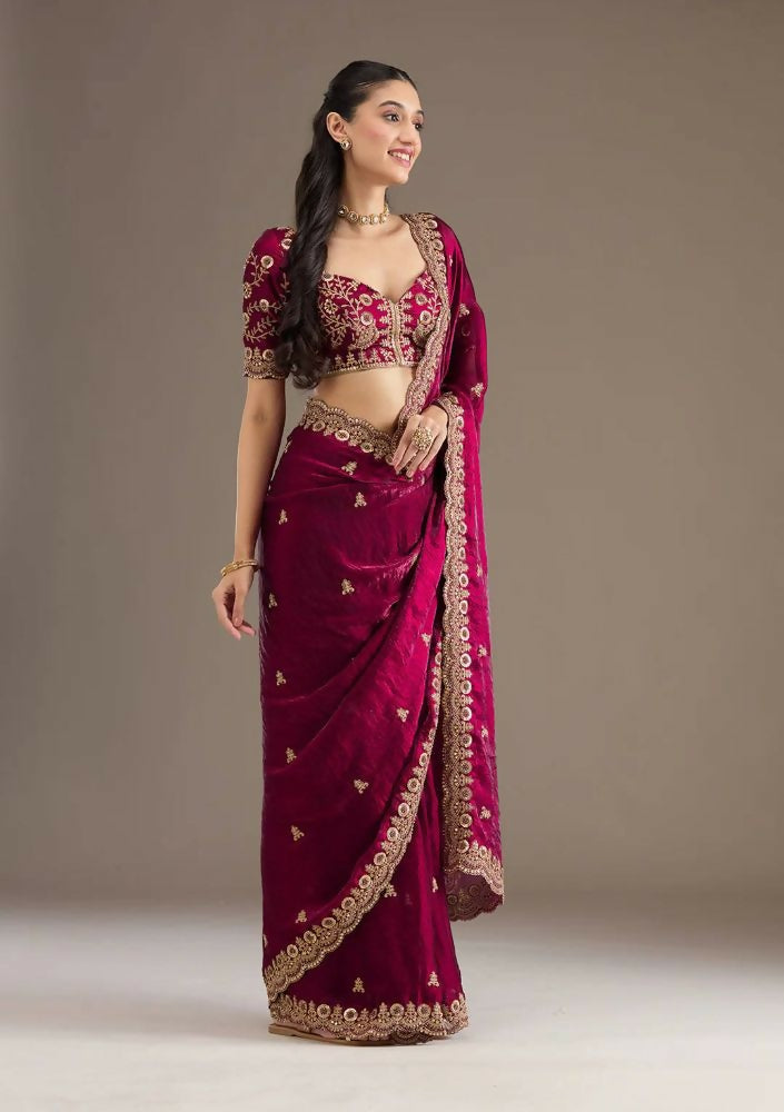 Joban Fashion Red Frendy Satin Silk Party Wear Sarees | Grocsy