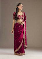 Joban Fashion Red Frendy Satin Silk Party Wear Sarees | Grocsy