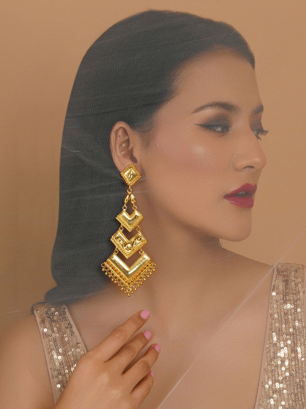 Golden Earrings (Gold) - Ruby Raang | Grocsy