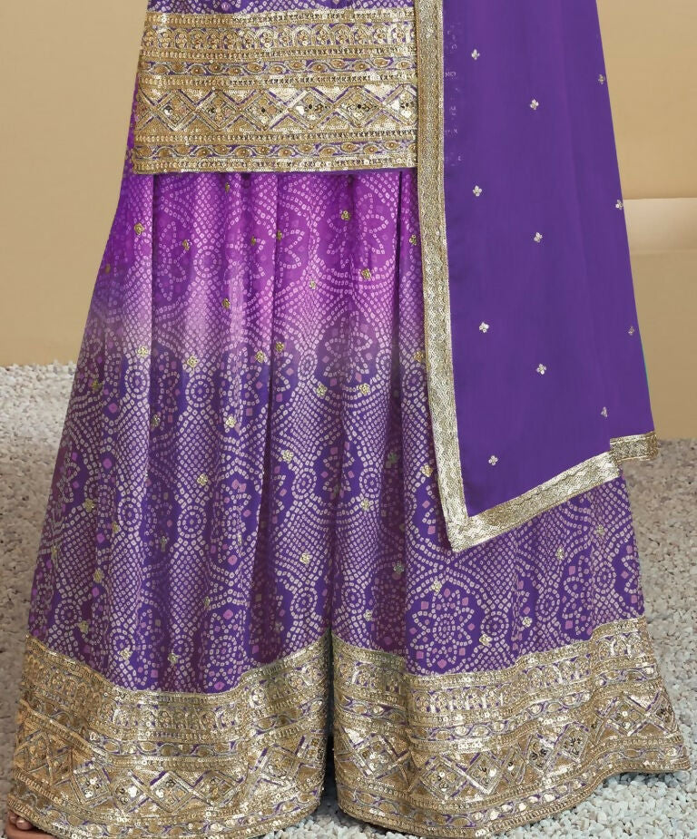 Vastranavya Bandhej Printed Chinon Chiffon Embroidered Sequins Pakistani Suit | Grocsy