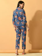 Myshka Women's Blue Printed Floral Jacket | Grocsy