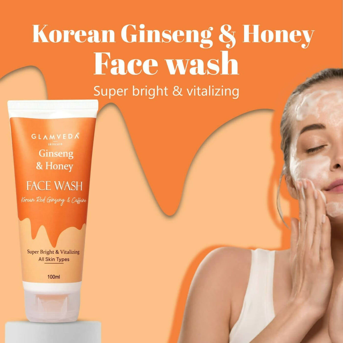 Glamveda Korean Ginseng & Honey Vitalizing Face Wash | Grocsy
