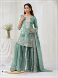 Anaita Sky Blue Gold Crush Stitched suit with heavy embroidery work | Grocsy