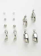 NVR Women's Set of 6 Silver-Plated Contemporary Hoop Earrings | Grocsy