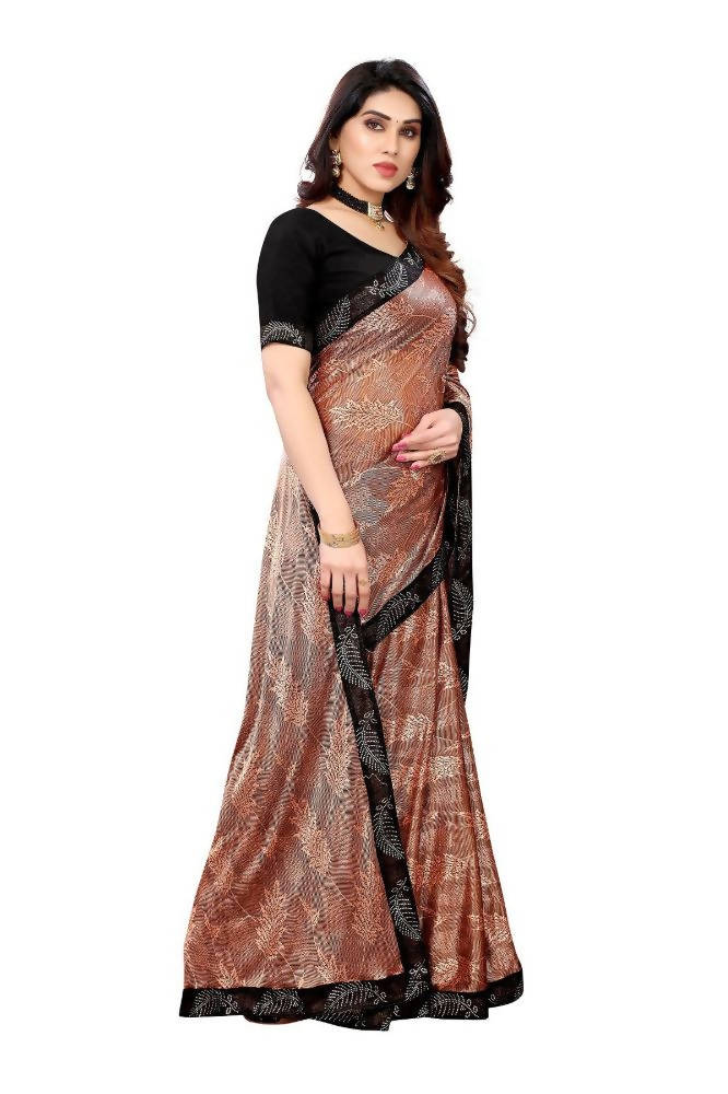 Vamika Brown Malai Silk Embroidery Saree | Grocsy