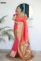 Gajri Woven Jacquard Designer Embroidery Work Party Wear Saree - Parampara | Grocsy