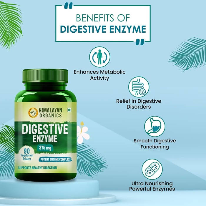 Himalayan Organics Digestive Enzyme 375 mg Vegetarian Capsules | Grocsy