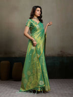Shree Shyam Fashion Green Tissue Silk Saree | Grocsy
