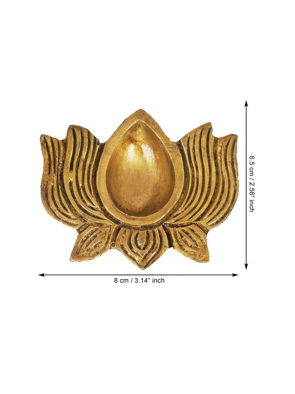 eCraftIndia Gold Toned Lotus Shaped Traditional Brass Diya | Grocsy