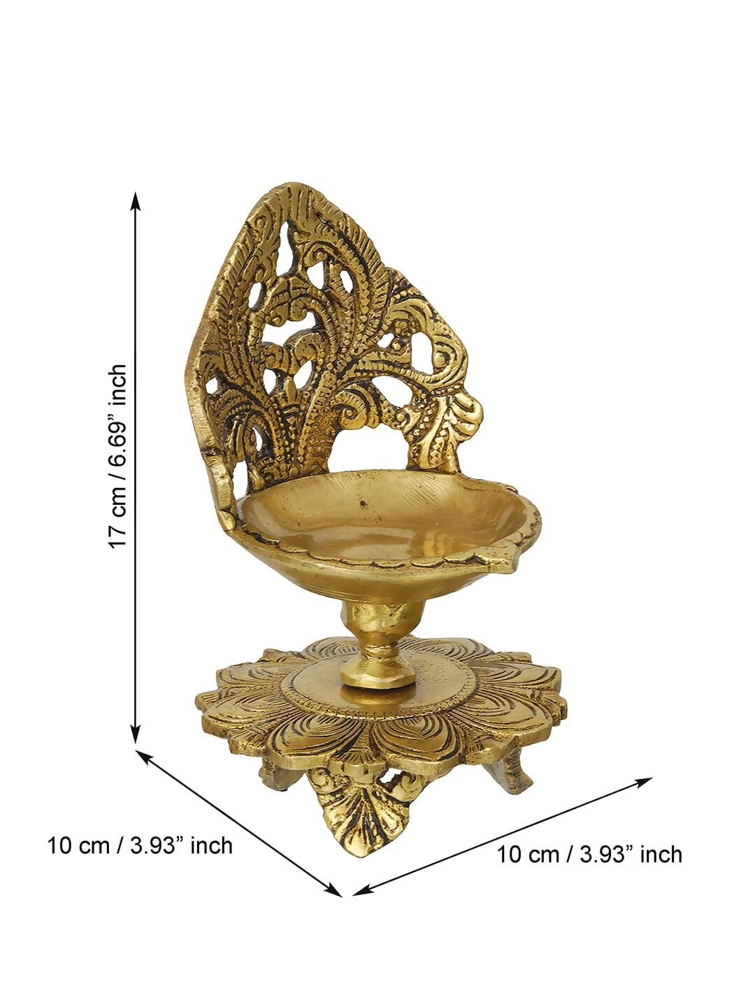 eCraftIndia Golden Decorative Handcrafted Brass Diya Stand | Grocsy