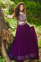 Jyoti Fashion Wine Crush Georgette Designer Lehenga Choli with Dupatta | Grocsy